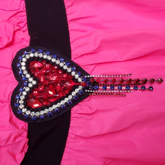 NWT MSGM Neon Pink Off Shoulder Heart Dress - Picture 5 of 13